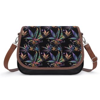 Generic Colorful Weed Leaves Crossbody Bags for Women Shoulder Messenger Bag Purse Handbags