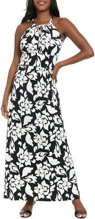 London Times Morris Floral Maxi Dress in Soft White/Black at Nordstrom Rack, Size 12P