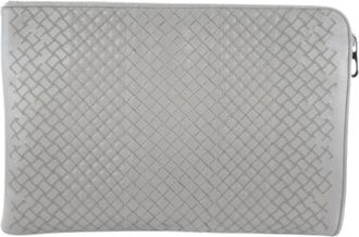 Bottega Veneta Pre-owned Clutches, male, Gray, Size: ONE SIZE Pre-owned Intrecciato Clutch Bag