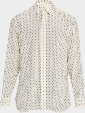 Tom Ford Mens Crepe de Chine Silk Paisley Dress Shirt
