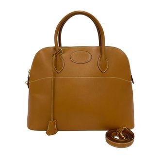 Herm&egrave;s Brown Gulliver Leather Handbag Shoulder Bag Tote Bag (Pre-Owned)