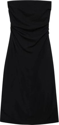Anine Bing Strapless Gathered Midi Dress - Dames - Casual kleedjes - Zwart - S - Kleedjes