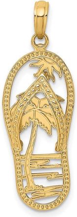 Diamond2Deal 14k Yellow Gold Palm Tree Flip Flop Charm