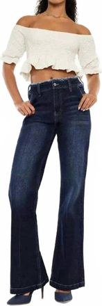 Kancan Raw Waistband Detailed Jean In Dark Wash