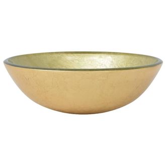 Berkfield Home Basin Tempered Glass 42 cm Gold