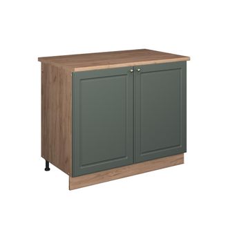 Vicco Mueble Bajo Para Fregadero Fame-line, Verde Dorado Casa De Campo/roble Dorado, 100 Cm, Et Roble, Vicco