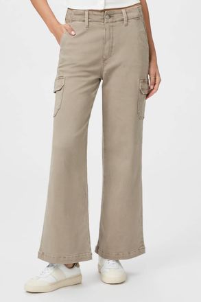 Paige Carly Cargo With Pockets Pants In Vintage Moss Taupe