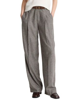 Vince High Rise Wool Blend Houndstooth Wool-Blend Trouser