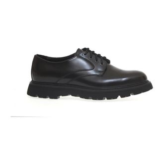 Doucal's Dress Shoes, male, Black, 5 UK, Black Leather Derby Shoes Aw23