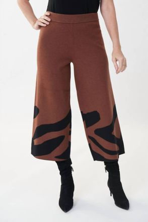 Joseph Ribkoff Animal Print Sweater Culotte Pants In Black Toffee