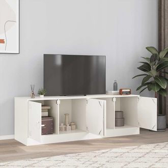 vidaXL Vidaxl - Muebles Para Tv 2 Unidades Acero Blanco 67x39x44 Cm