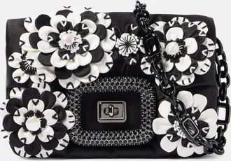 Roger Vivier Viv Choc floral-applique satin crossbody bag