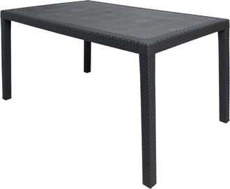 Dmora Tavolo da esterno Ariana, Ripiano rettangolare da pranzo, Tavolo da giardino multiuso effetto rattan, 100% Made in Italy, 150x90h72 cm, Antracite