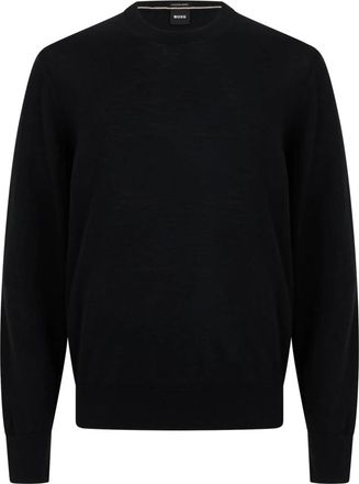 HUGO BOSS H-Leno Trui - Heren - Ronde hals truien - Zwart - XL - Wol - Truien & Vesten