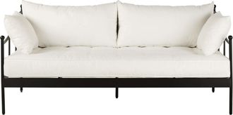 Maisons du monde Sof&aacute; de jard&iacute;n de 3 plazas de acero negro y cojines blanco roto
