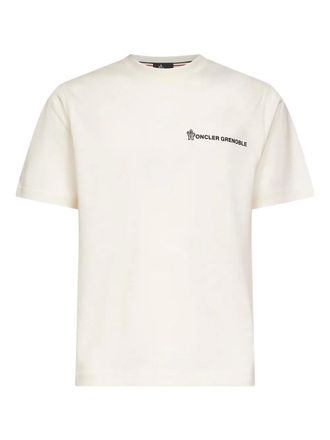 Moncler T-shirt met logo-reliëf - Beige