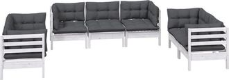 vidaXL Vidaxl - Muebles De Jard&iacute;n 7 Pzas Con Cojines Madera Maciza De Pino