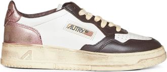 Autry Sup Vint Low Wom Metallic Accent Leather Sneakers