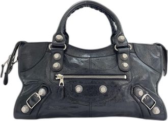 Balenciaga Black Leather Boston Bag (Pre-Owned)