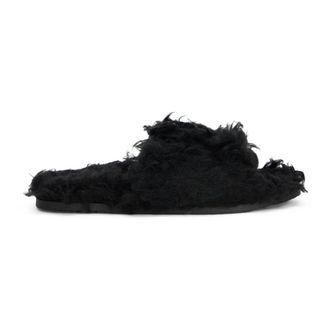 Red Valentino Black fur sandals with modern and comfortable design. - female - RED Valentino - Slippers - Black - 3 UK - Shoes