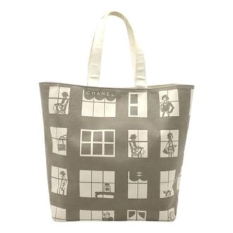 Chanel Pre-owned Tote Bags, female, Gray, Size: ONE SIZE Pre-owned Mademoiselle Canvas Tote Bag
