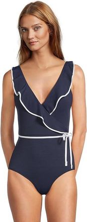 Tommy Bahama Island Cays Cabana Wrap One-Piece Womens Swimsuits One Piece Mare Navy : 12, Nylon/Spandex