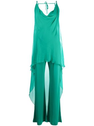 Alberta Ferretti high-low layered jumpsuit - women - Viscose - 38 - Green