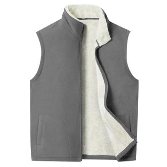 Generic Gilet for Men Uk Zip up Fleece Quilted Outerwear Gilets Golf Cycling Body Warmers Winter Thermal Waistcoat Lightweight Windproof Sleeveless Jacket Sle
