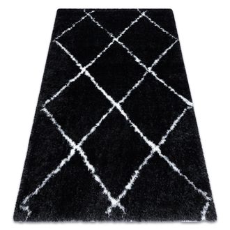 RugsX Rugsx - Alfombra Fluffy 2373 Shaggy Conducci&oacute;n - Antracita / Blanco Black 160x220 Cm