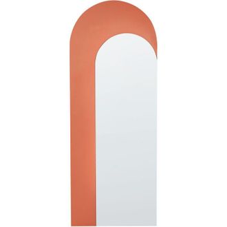 Beliani Wall Hanging Framed Mirror 55 x 140 cm Orange Groises