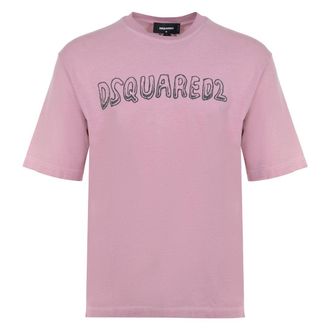 Dsquared2 DSquared2 Heren Best Fade Cartoon Logo Loose Fit T-shirt (Stoffige roos)