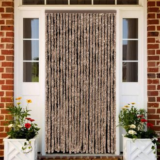 vidaXL Cortina Antimoscas Chenilla Beige Y Marr&oacute;n Oscuro 100x230 Cm Vidaxl