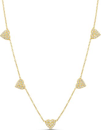 SHYMI Multi Heart Necklace -.925 Sterling Silver, 14k Gold-Plated - Rhodium Plated, Cubic Zirconia Pav&eacute; Detailing, Adjustable Chain