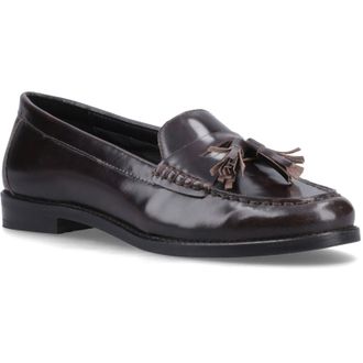 Hush Puppies Connie Leather Womens Aubergine Loafers - Purple - Size UK 5