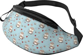 Generic Cute Beaver Heart Print Waist Packs Waist Bag Adjustable Fanny Packs For Men Jogging Camping 14X35Cm