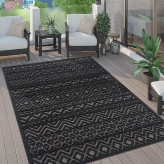 Paco Home Paco Home - Alfombra Salon De Habitacion Cocina Exterior Terraza Jardin Nordica Etnica Lisa Antracita, &Oslash; 160 Cm Redon
