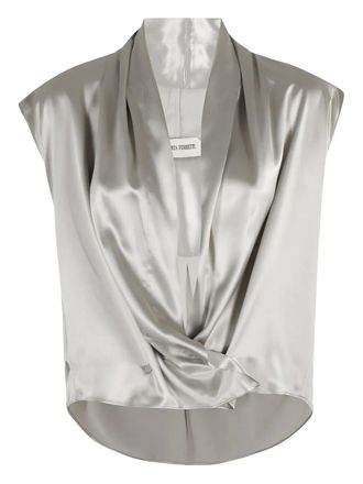 Alberta Ferretti draped satin top - Grey