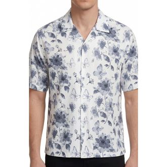 Report Collection Abstract Print Camp Shirt in Grey at Nordstrom Rack, Size X-Large