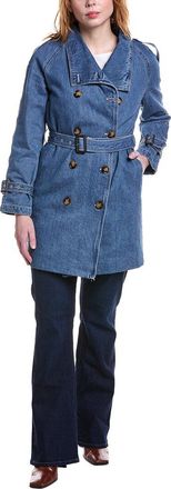NVLT Nvlt Shawl Collar Double-Breasted Denim Belted Trench Coat