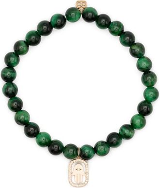 Sydney Evan Bracciale a catena in oro giallo 14 carati con diamanti e ciondolo