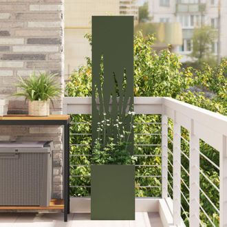 vidaXL Macetero De Jard&iacute;n Con Panel Decorativo Verde Oliva 32 X 140 Cm Vidaxl