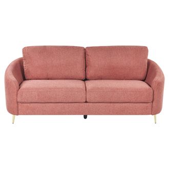 Beliani Sof&aacute; 3 Plazas De Poli&eacute;ster Rosa Dorado Curvil&iacute;neo Patas Metal Glamour Trosa
