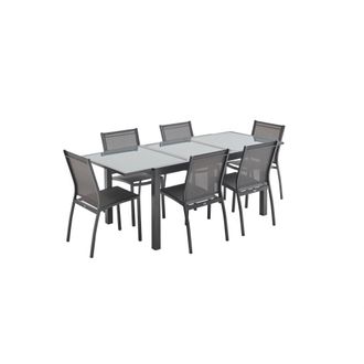 Sweeek Mesa de jard&iacute;n extensible aluminio y textileno