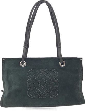 Loewe Green Khaki Suede Tote Bag (Pre-Owned)