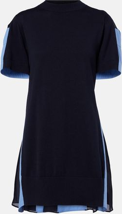 sacai Paneled cotton-blend minidress