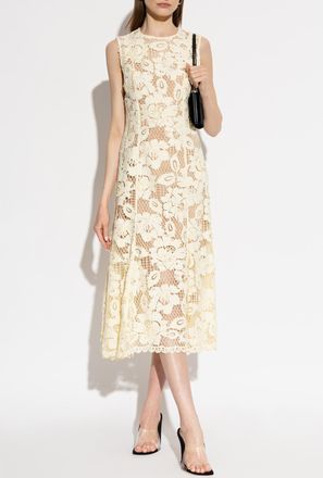 Self Portrait Sleeveless Lace Dress, Womens, Yellow