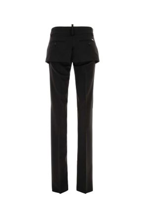 Dsquared2 Womens Peek-A-Boo Cigarette Trousers Black Wool Polyester Elastane