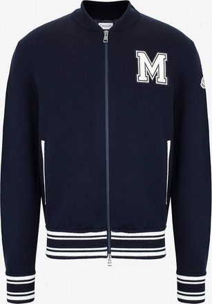 Moncler Materialmix-Cardigan im College-Look mit M-Monogramm