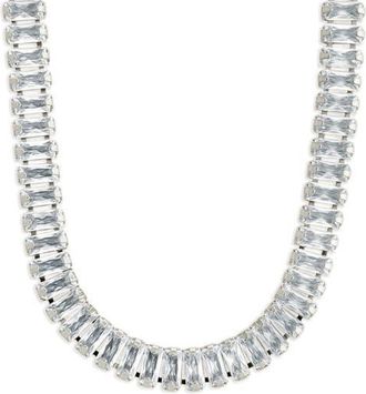 Sterling Forever Tapered Baguette Cut Cubic Zirconia Tennis Necklace in Silver at Nordstrom