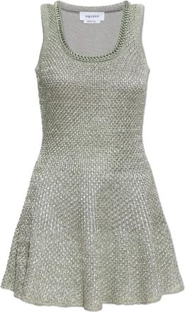 Alexander McQueen The Silver Dress - Dames - Korte kleedjes - Grijs - S - Leer - Kleedjes